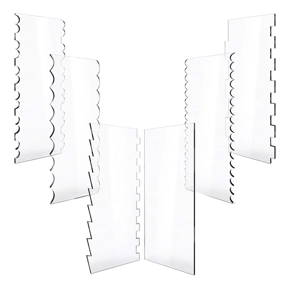 

6Pcs Odontoid Cake Scraper Acrylic Cake Cutter Kitchen Baking Supply Transparent