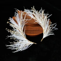 1 pair white feather crystal side clip shape bridal headdress fairy womens wedding hair accessories