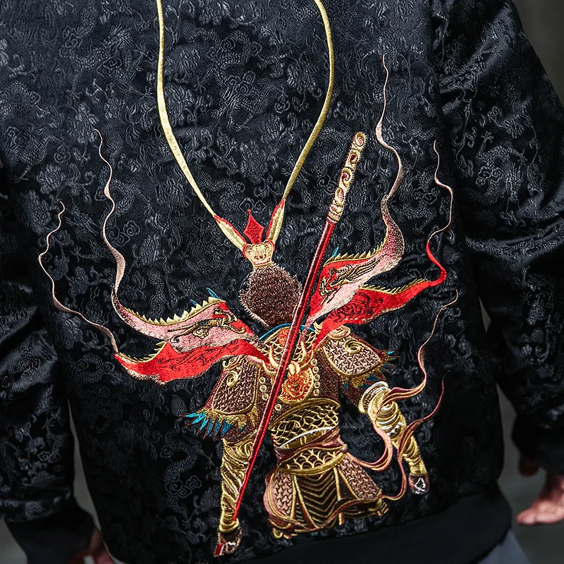 Мужская футболка в китайском стиле для бега с длинными рукавами вышитый дракон