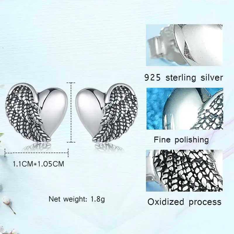 Винтажные Ювелирные изделия TONGZHE серьги-гвоздики в форме сердца серебро 925 пробы