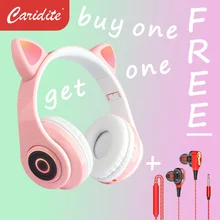 Caridite Bt Cat Ear Headphones Buy One Get One Free  Smart Head-Mounted Wireless Earphone Led Breathing Light Music Game Headset
