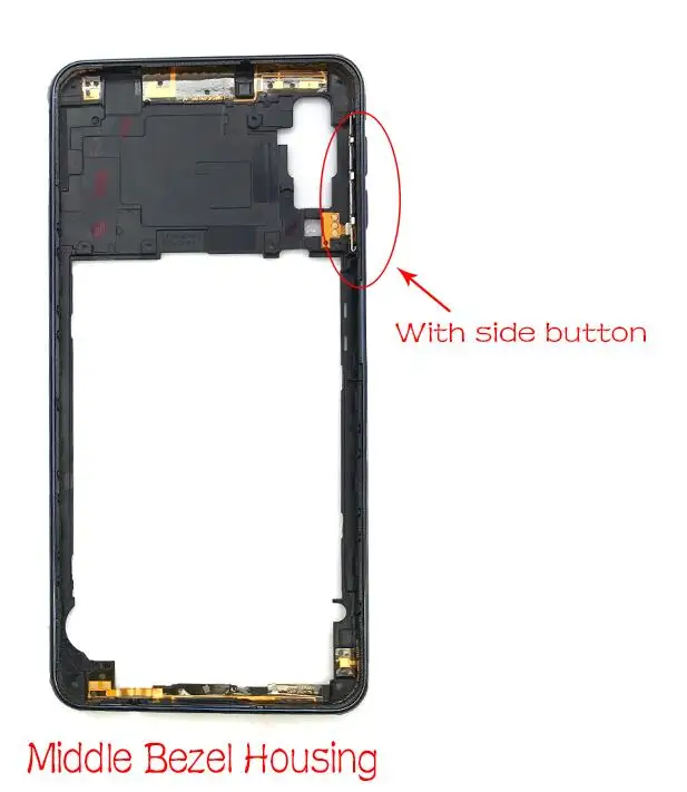 Middle Housing Black Для samsung A70 A705F Задняя стеклянная крышка батарейного отсека Корпус переднего корпуса задняя крышка батарейного отсека - Цвет: Middle Housing Black