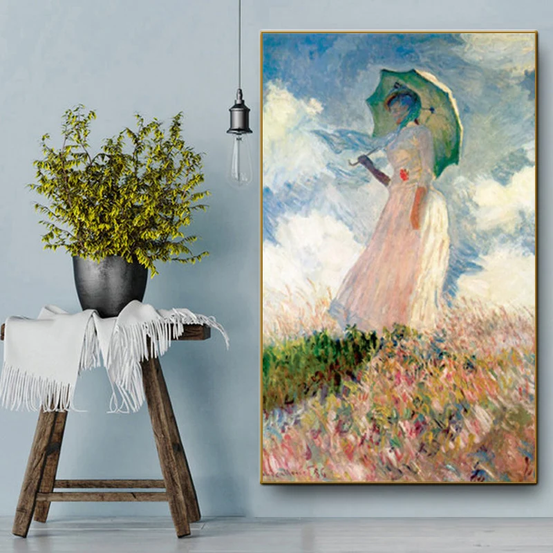 Woman under umbrella living room bedroom decoration painting wall pictures for canvas | Дом и сад
