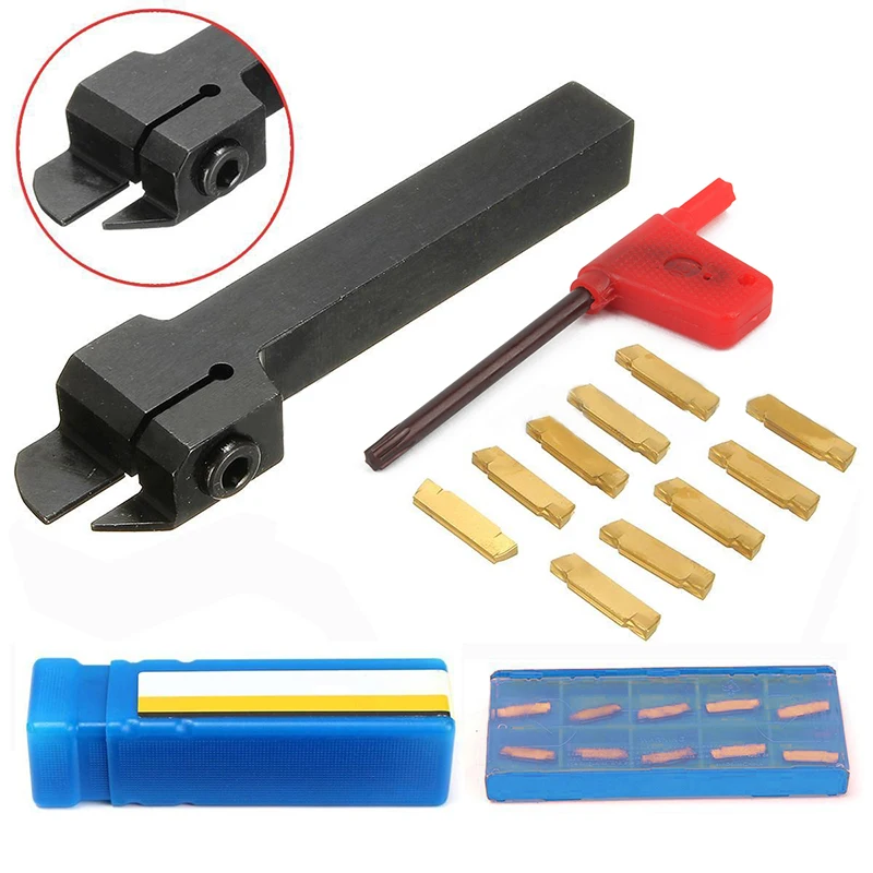 

10Pcs Golden MGMN200-G Inserts + 1Pcs Boring Bar MGEHR1212-2 Lathe Turning Tool Holder with Wrench For Lathe Machine