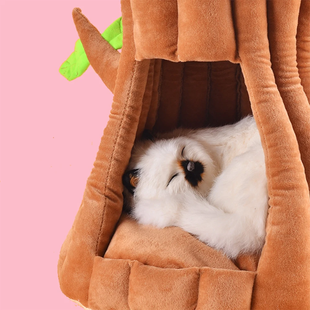 Cat Warm Cave Lovely Tree Design Puppy Winter Bed House Kennel Fleece Soft Nest For Small Medium Dog for Cats | Дом и сад