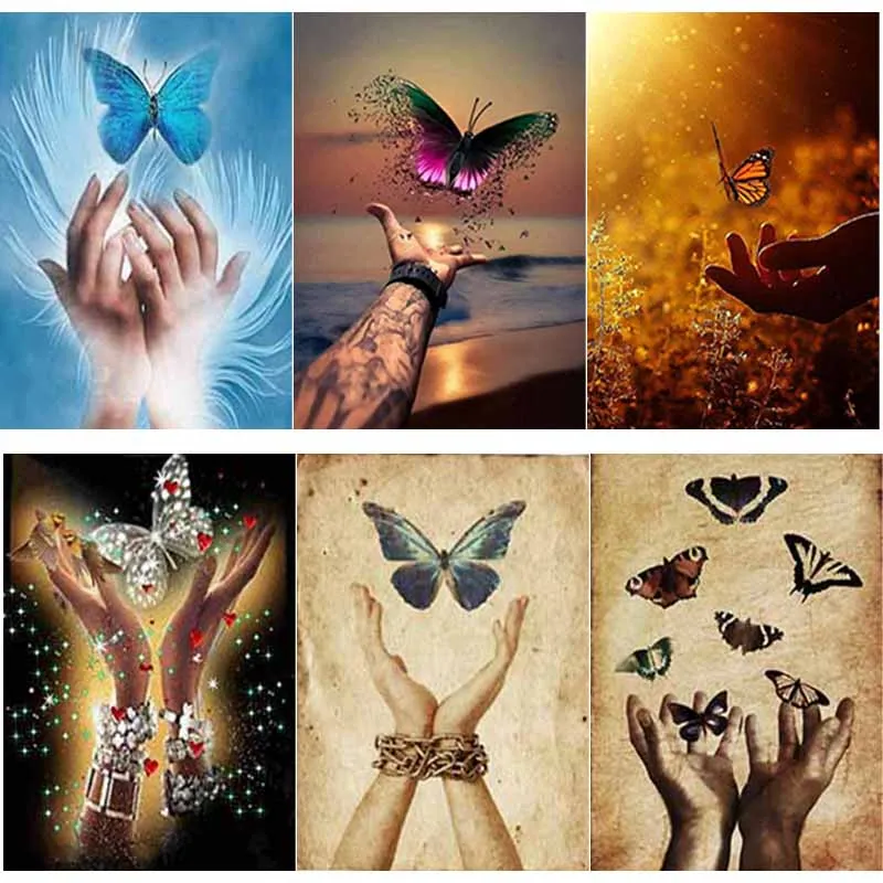 

New 5D DIY Diamond Painting Hand Butterfly Scenery Diamond Embroidery Animal Crafts Full Square Round Drill Home Decor Art Gift