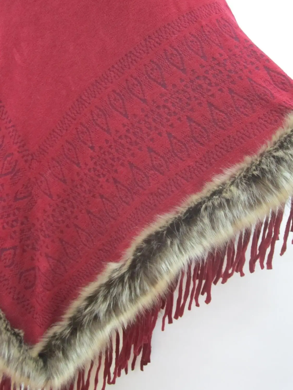 

Sanofi Lady's Elegant Cloak Red Faux Fur Autumn and winter