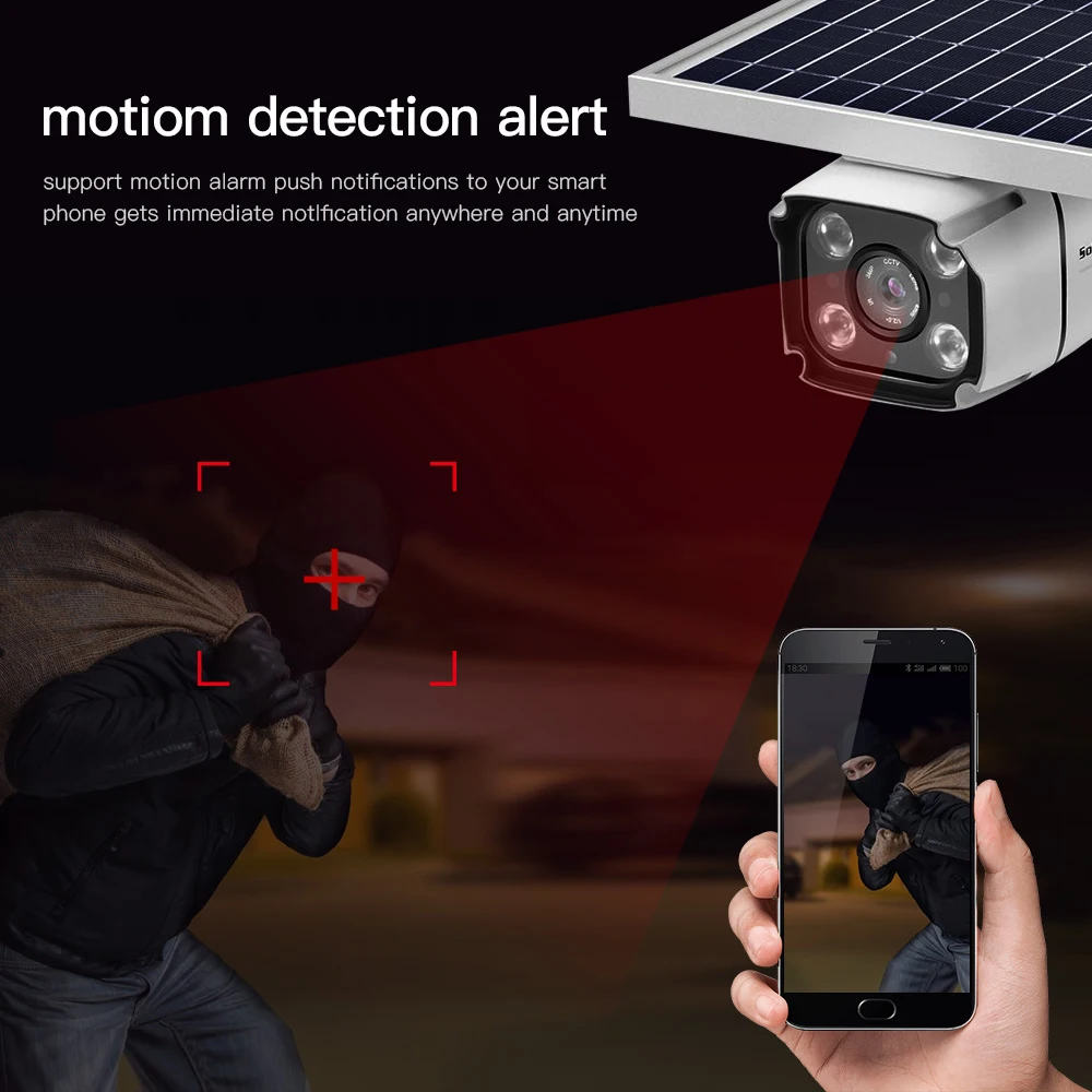LOFAM Солнечная Беспроводная ip камера 1080P 2MP WIFI наружная Водонепроницаемая