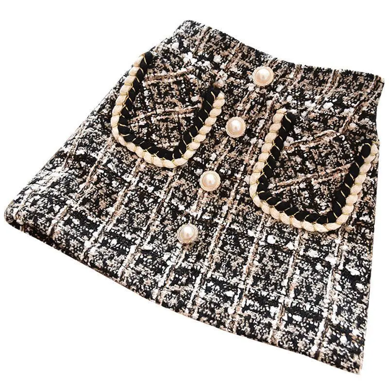 

Falda de moda para nis de 100-150 CM, ropa a cuadros para beb y nios de dos colores, primavera y oto