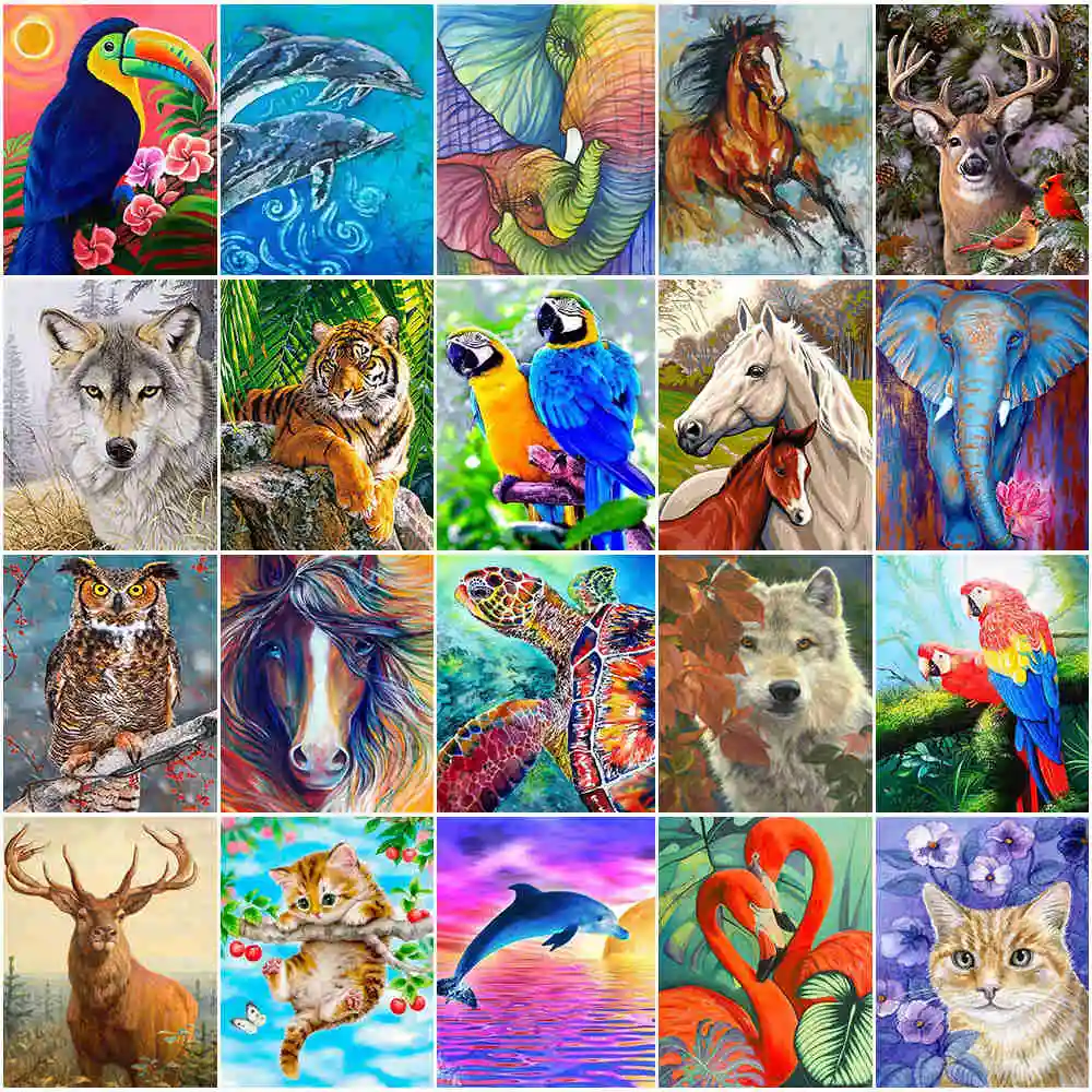 

Miaodu 25 Pattern Animal 5D DIY Diamond Painting Cross Ctitch Kits Wall Sticker Diamond Art Mosaic Embroidery Painting Home Gift