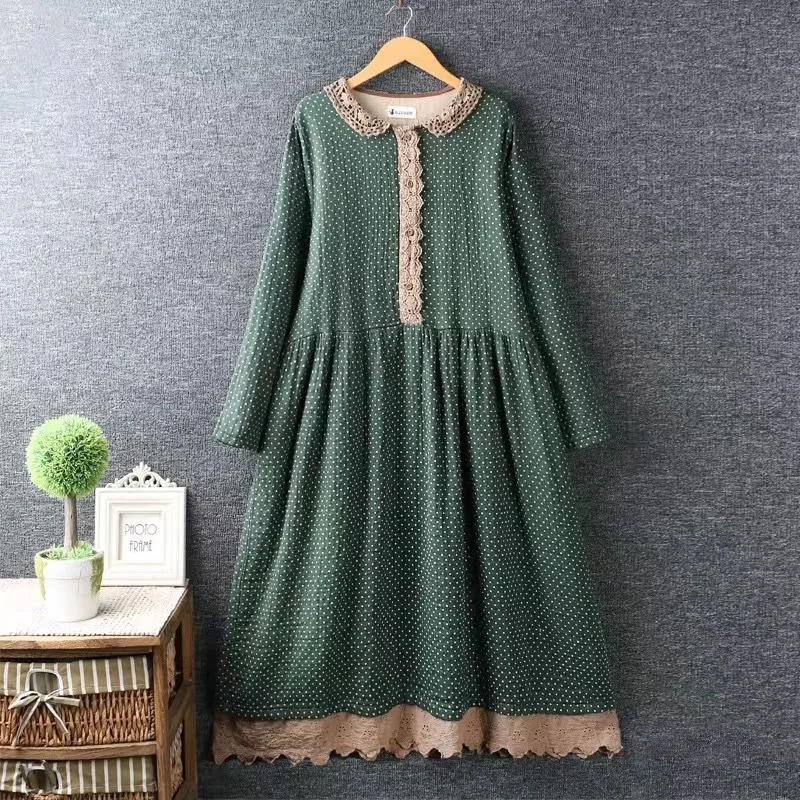 Осень/Зима 2019 новое качественное женское плотное многослойное Хлопковое платье