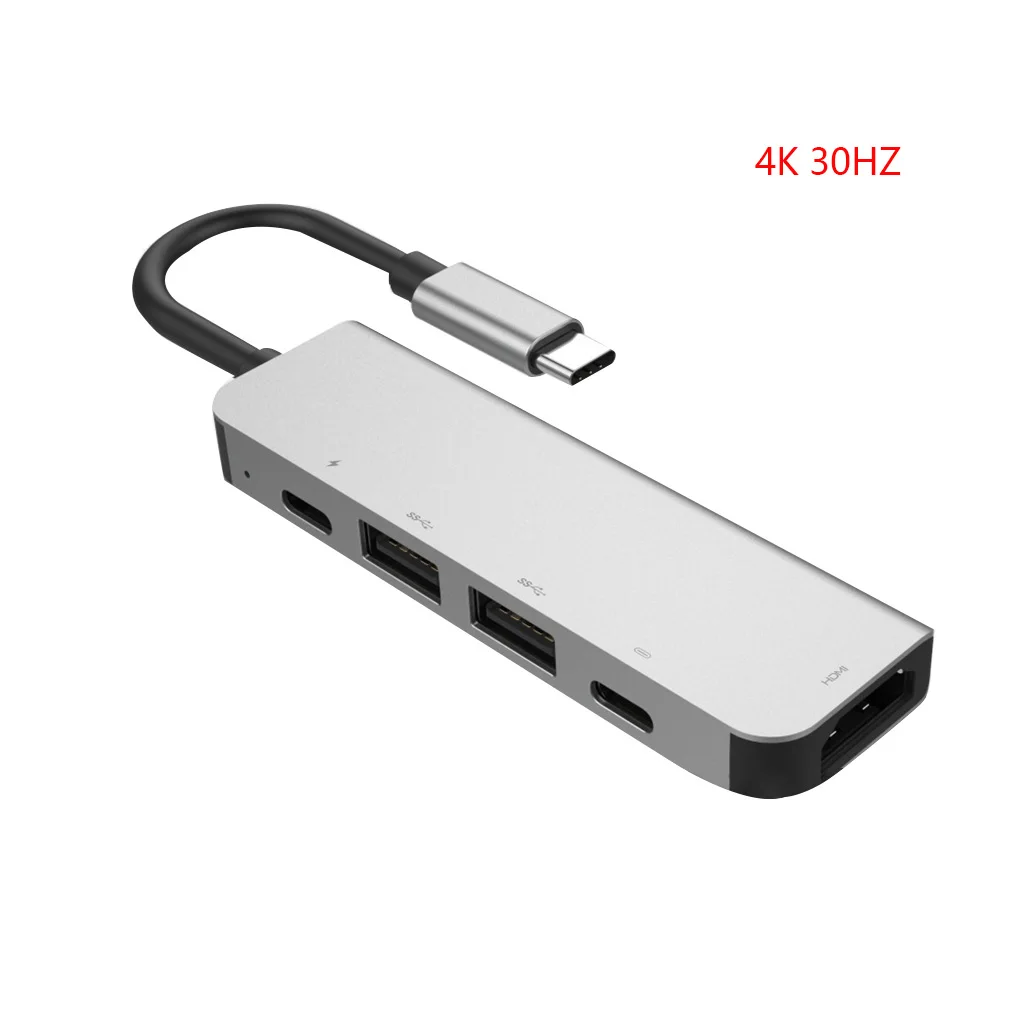 В наличии 6 в 1 USB 3 0 Высокоскоростные порты Тип C Hub Usb до 4K 30 Гц HD ноутбук Rj45 Gigabit Ethernet
