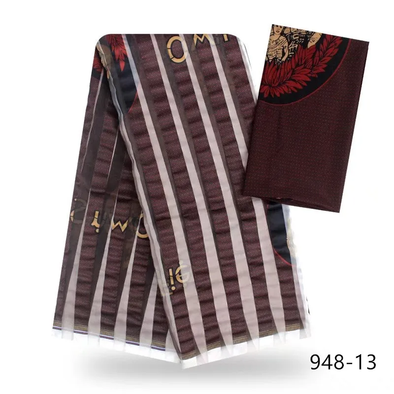 Африканская ткань Шелковый материал из органзы мягкая шифоновая 4 ярда + 2