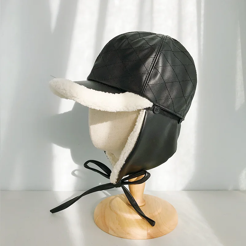 USPOP зимние женские шапки из овечьей шерсти кожаные бейсболки с козырьком для