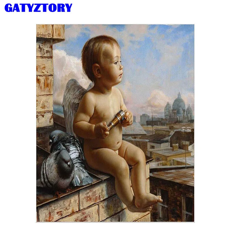 Frameless DIY Painting By Numbers angel oil paint by numbers kits Wedding Decoration Bedroom Decor Canvas Painting oil painting - Цвет: 99336
