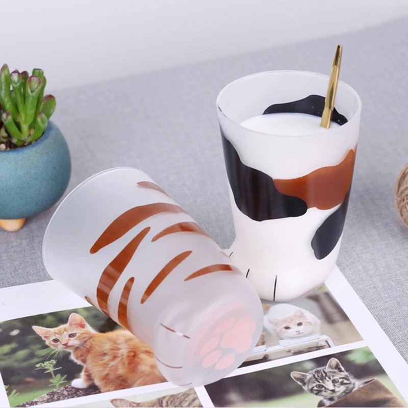 

Novelty Cat Claw Cup Cat Paw Frosted Cup Kids Milk Glass Cups Personality Breakfast Milk Cup Cute Mug for Home THJ99