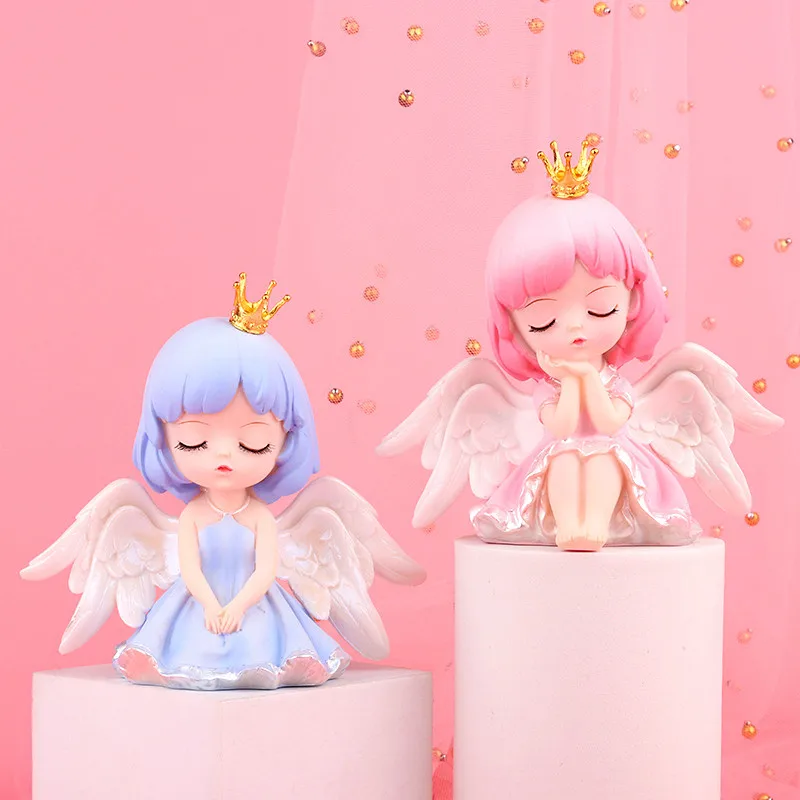 

Cute Angel Girl Pink Car Accessories for Girls Cartoon Crown Angel Car Decoration Accessories Doll Gift Cute Desktop Ornaments