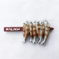 qiqipp local snacks grilled fish skewers in malaga spain tourist souvenirs magnetic refrigerator stickers