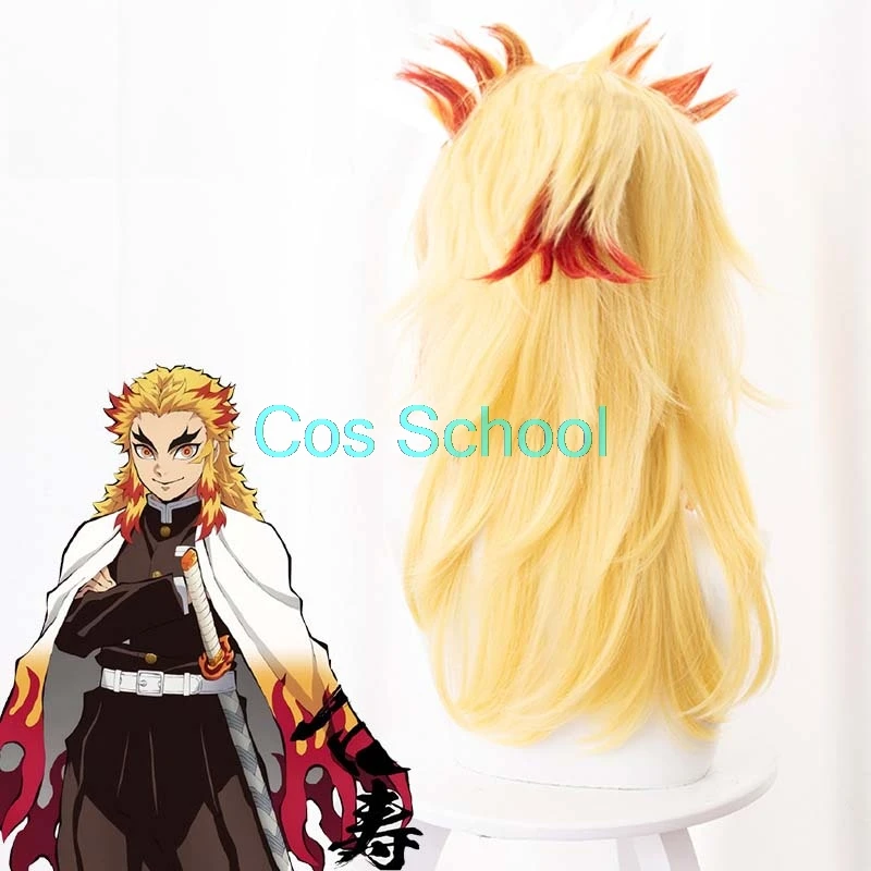 Cos School Tsuyuri Kanawo Rengoku Kyoujurou Kanroji Mitsuri Iguro Obanai парики Demon Slayer Kimetsu no Yaiba аксессуары