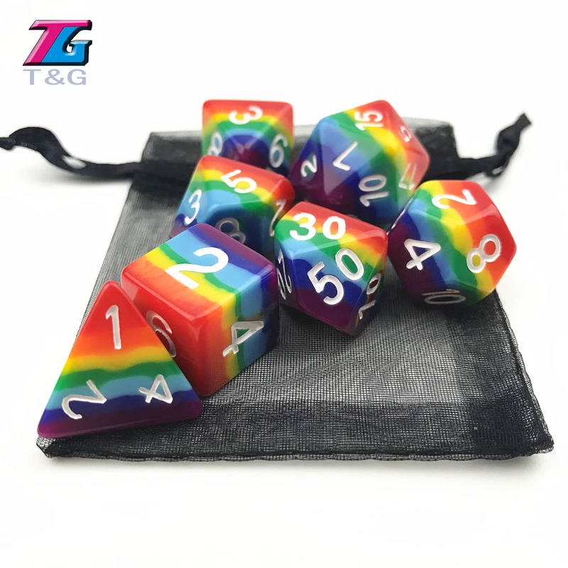 7 шт./компл. радужные игральные кости новая Заказная игра dnd d4 d6 d8 d10 d12 d20 ролевой