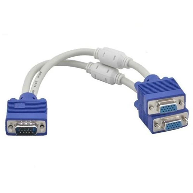 Разветвитель для кабеля VGA компьютера к двойному 2 адаптерному разъему монитора 15