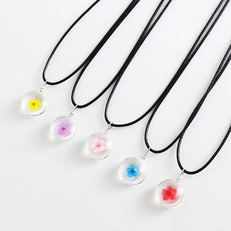 2019 черная Вощеная Веревка прозрачное стекло массивное ожерелье с подвеской