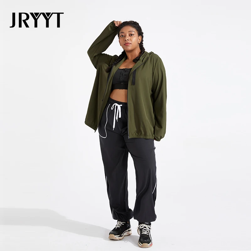 

JRTTY Big Women Fitness Hooded Sweatshirts Breathable Running Yoga Shirts Female Gym Workout Sport Tops Ladies 4XL Hoodies 2021