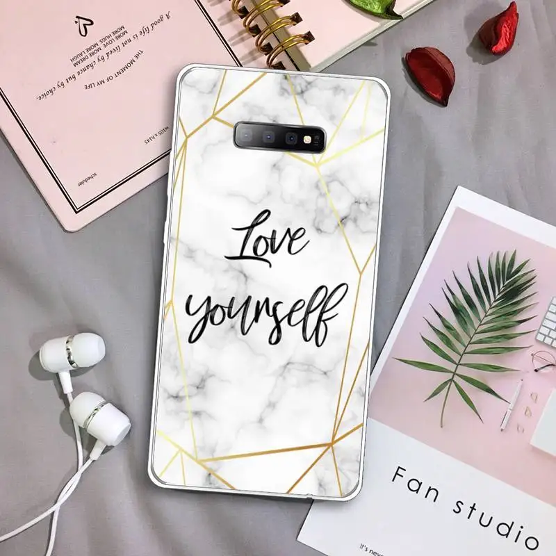 

Marble gold Letter pattern Phone Case Transparent For Samsung Galaxy S A 5 7 8 9 2015 20 edge plus 10 e lite 2019