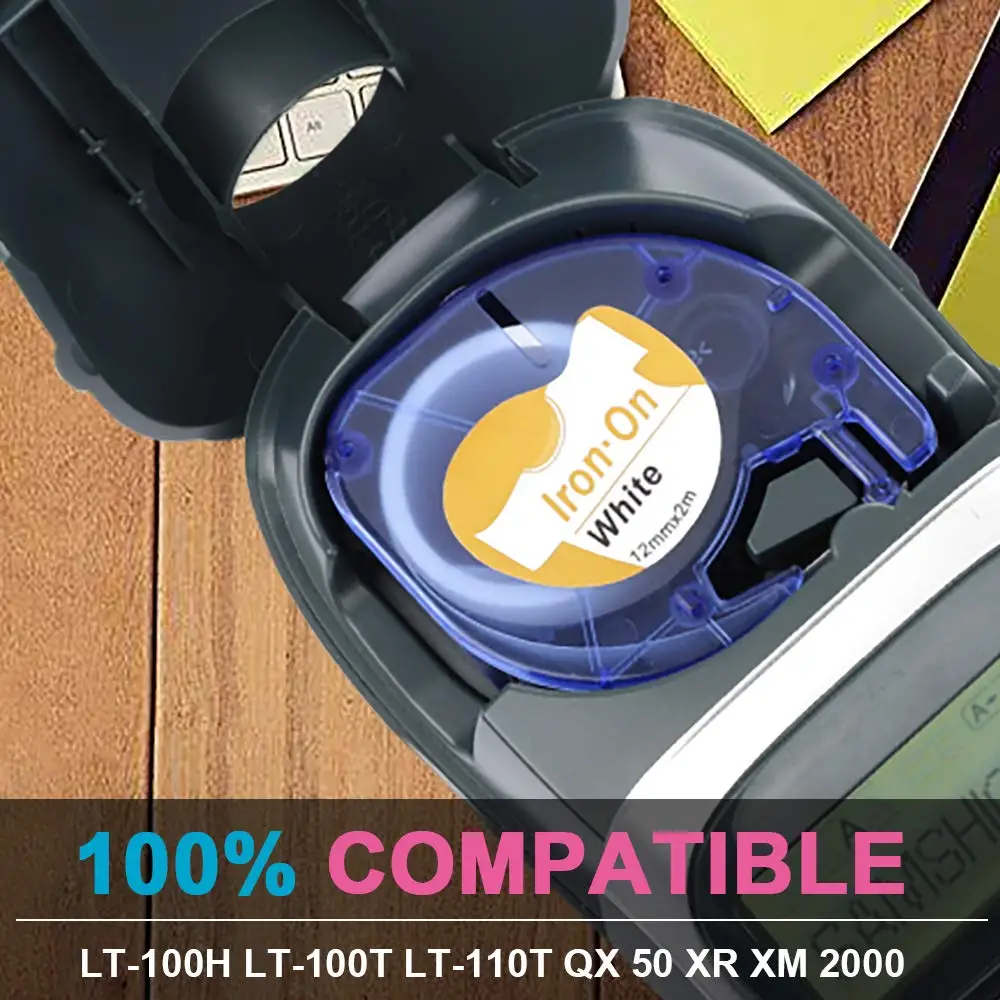 Fimax 3 шт. 18771 18775 совместимая с DYMO тканевая клейкая лента утюгом черная на белом 12 мм