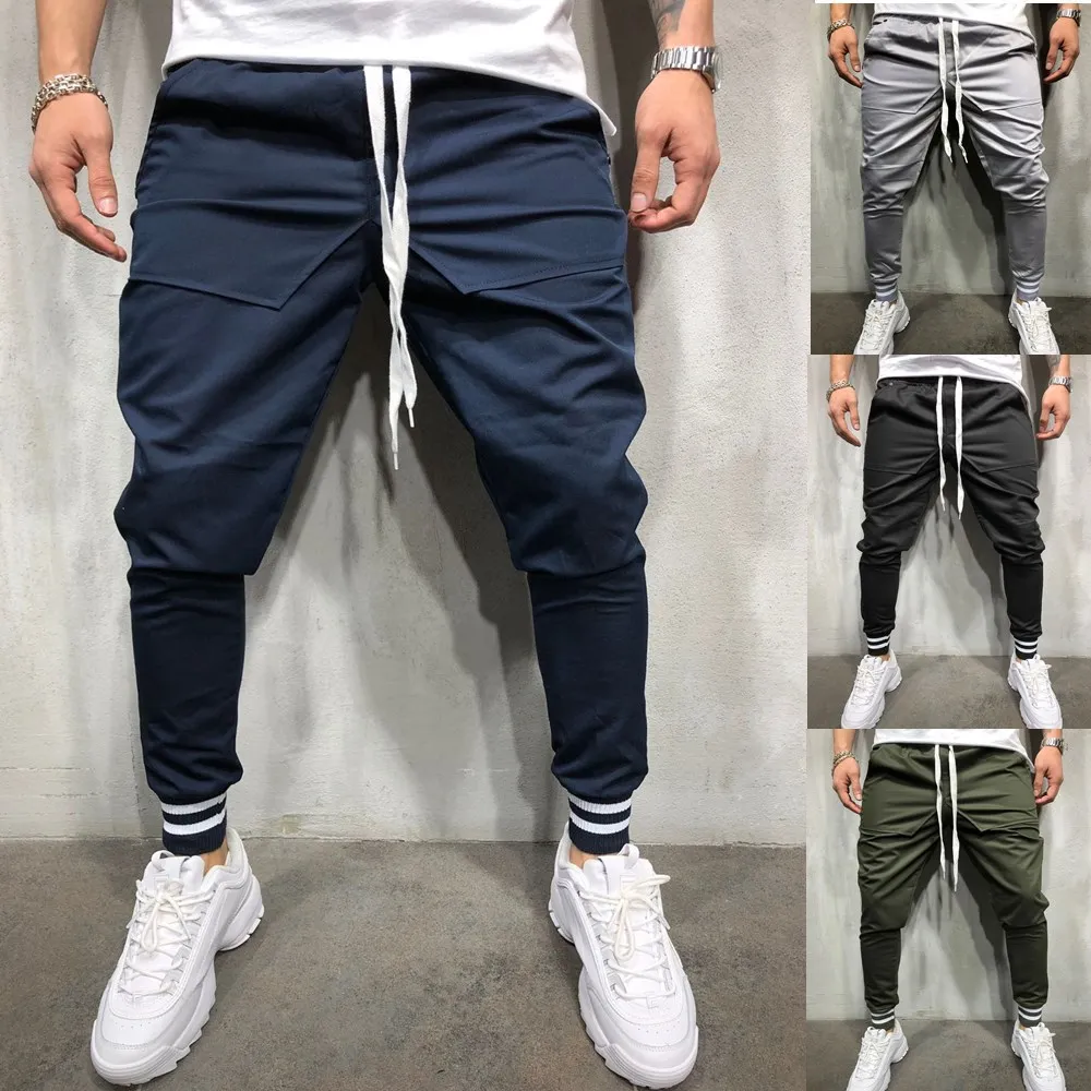 

2021 Summer New Men's Personality European And American Hip-Hop Style Stitching Cotton Casual Fitness Track Pants