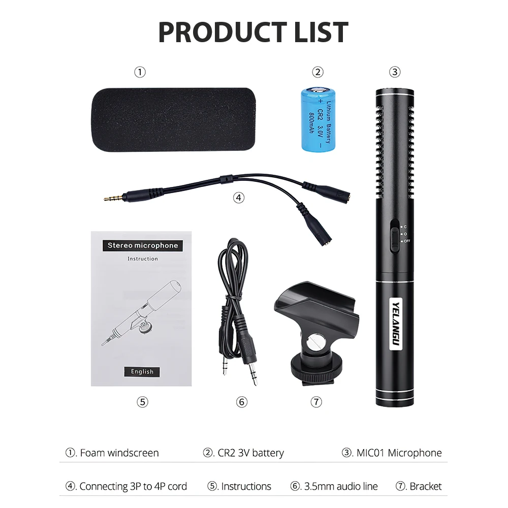 

Portable 3.5mm Audio Plug Recording Microphone Professional Hanging Interview Microphone for DSLR Camera Video Live Record