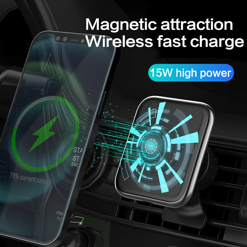 

15W Wireless Fast Charger For iPhone 12 12pro 12ProMax 12Mini Magsafe QI Super Magnetic Car Charger Bracket