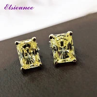 elsieunee 100 925 sterling silver 1ct citrine simulated moissanite gemstone stud earrings women ear jewelry gifts drop shipping