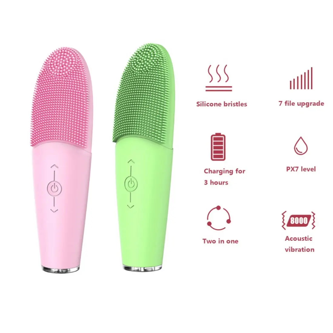 

Electric Face Cleansing Brush Waterproof Silicone Facial Cleansing Brush USB Ultrasonic Vibration Face Massager Brush Device