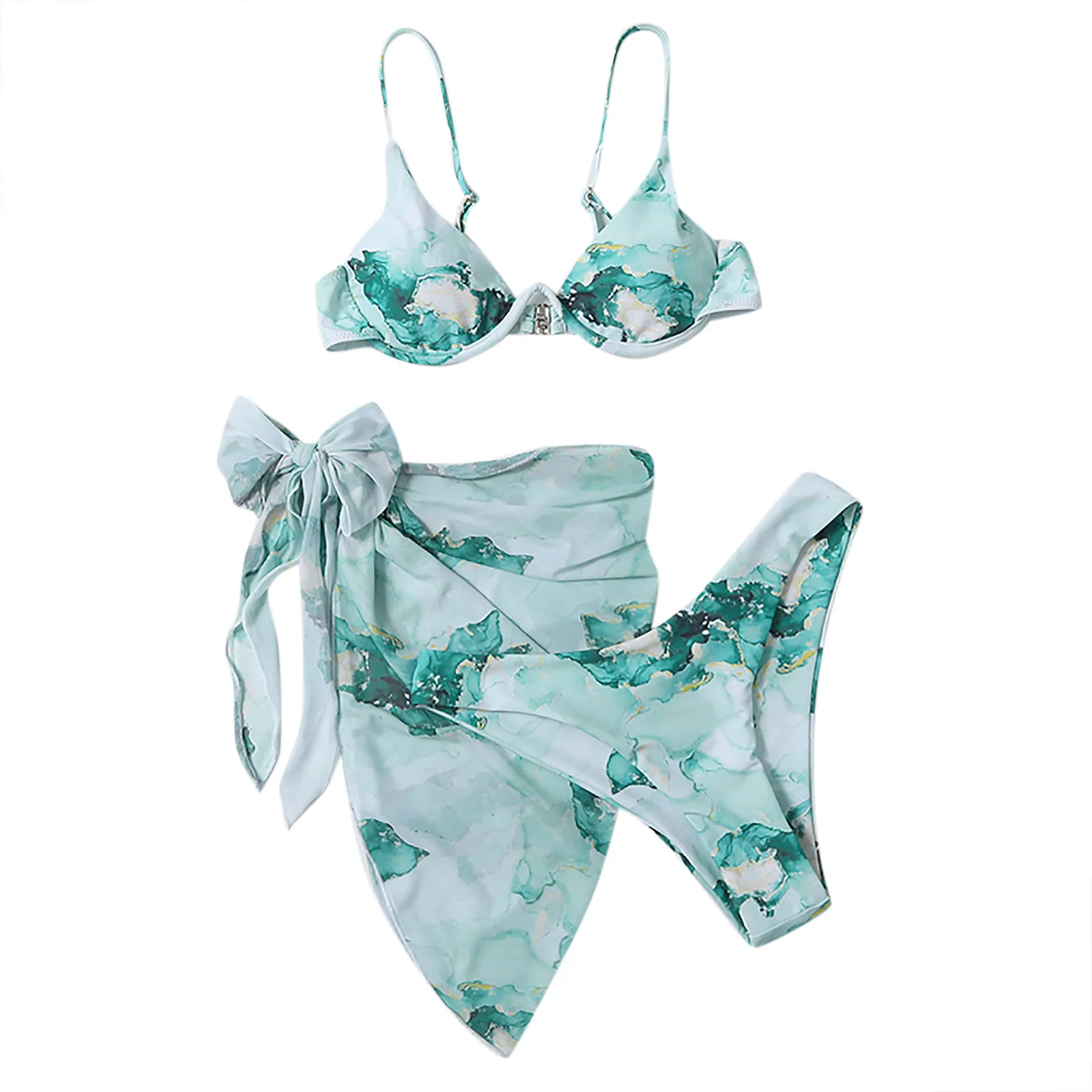 3 шт. микро бикини пуш-ап Мягкий купальный костюм женский шифоновый сексуальный