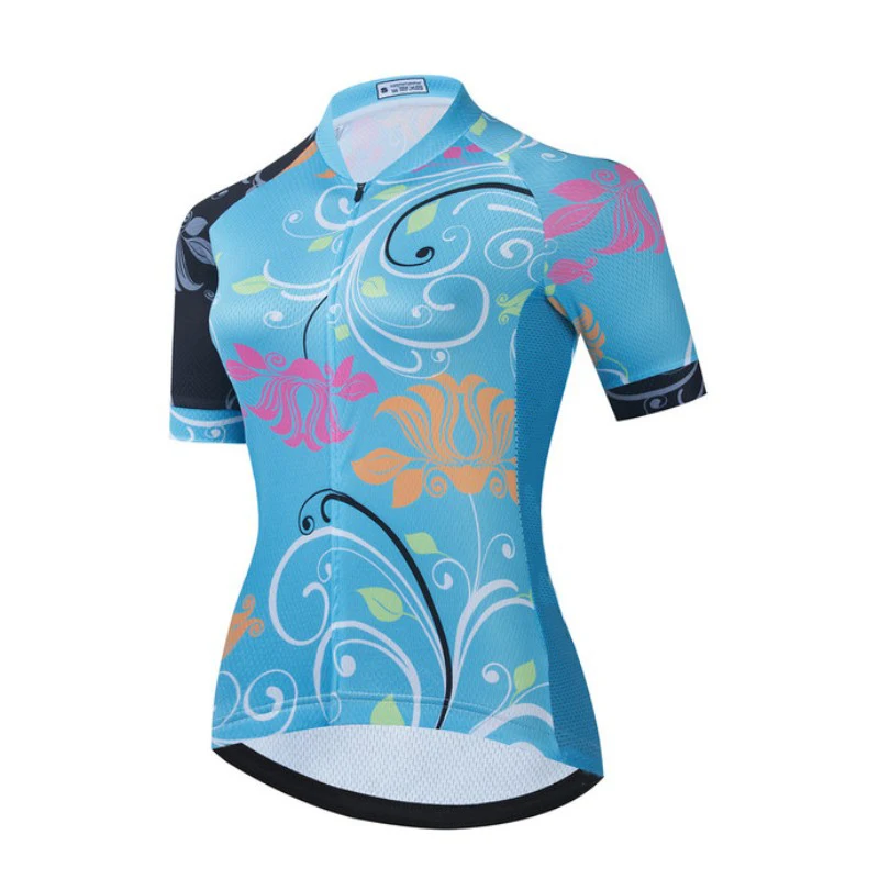 

2021 Summer New Women Print Cycling Jerseys Breathable Short Sleeve Bike Shirts MTB Cycling Clothing Bicycle Shirts
