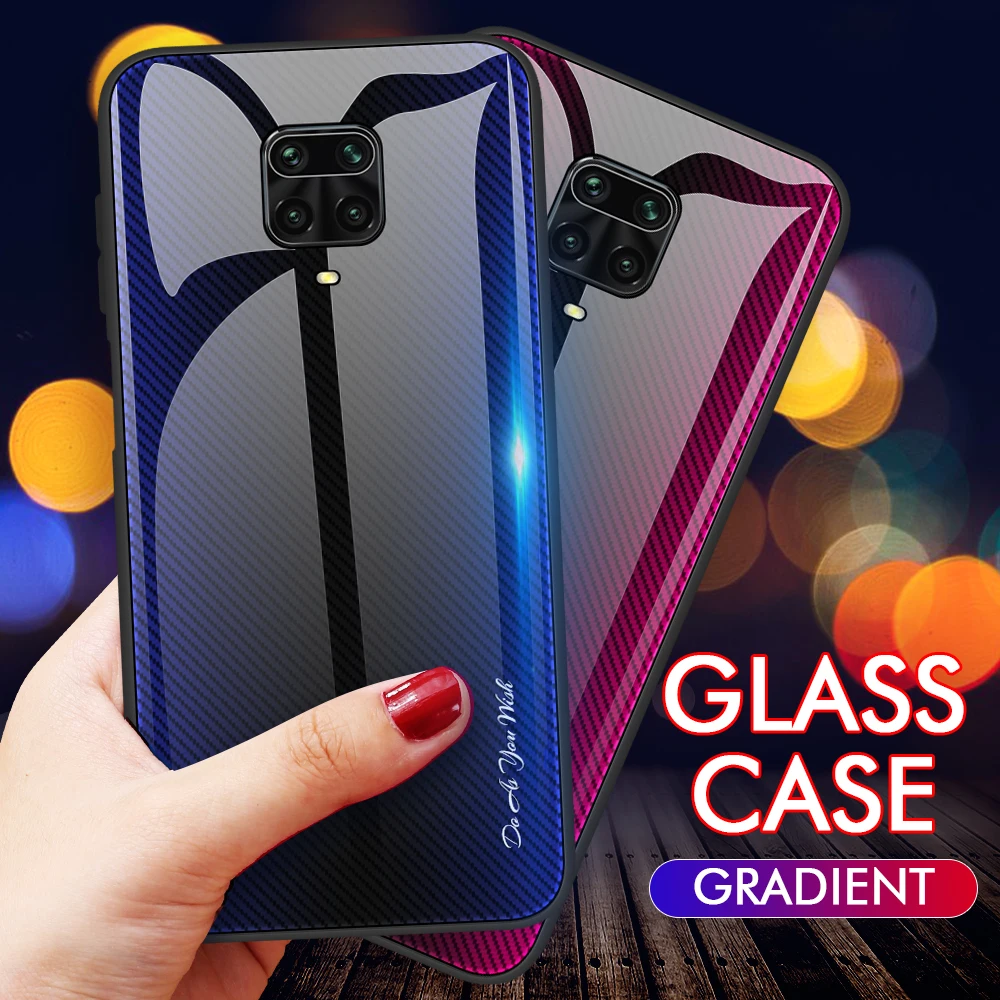 Чехол Funda из закаленного стекла для Redmi Note 10 9 8 7 Pro Max цветной градиентный чехол