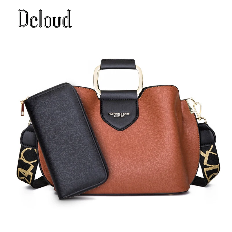 

Women Shoulder Messenger Handbag 2 Piece Set Small Coin Purse Ladies Luxury Large Crossbody Bag for Female 2021 Elegant Tote Sac