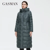 gasman 2021 new female coat winter %e2%80%8bcollection women coats long high quality womens jacket belt stand up collar parkas 20016