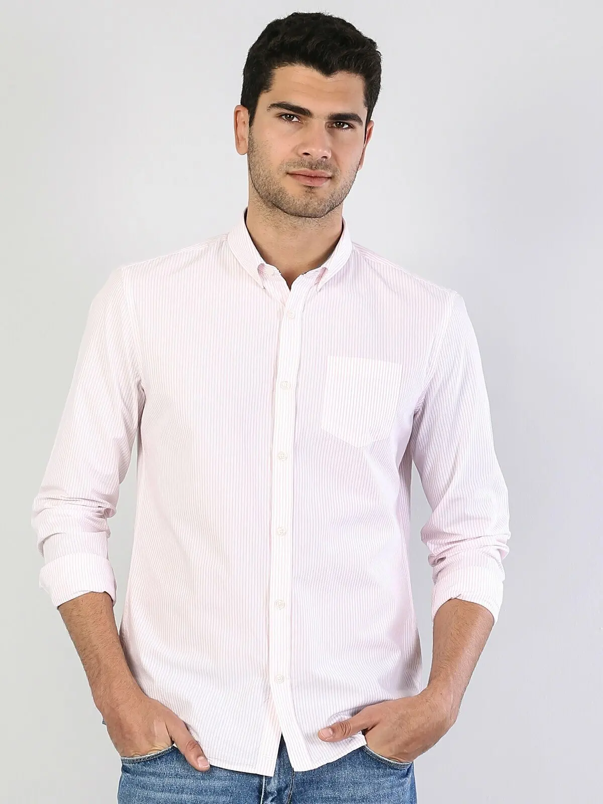 Colins Men Regular Fit Pınk Long Sleeve ShirtMale fashion shirt men,CL1040957