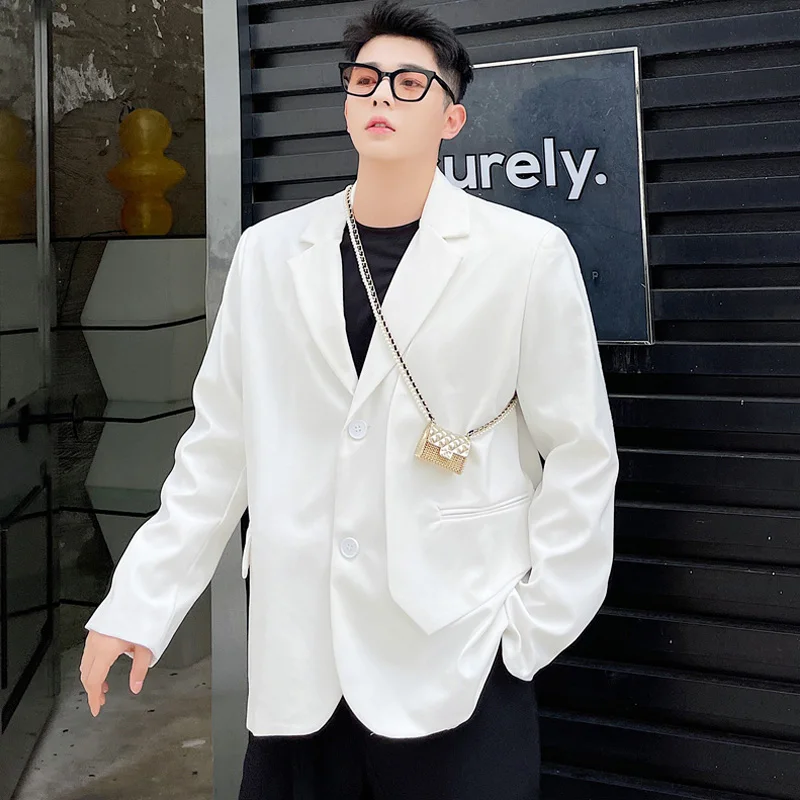 

Men's Casual Suit Autumn Minority Design Temperament White Coat Trend Fake Two High-grade Ruffian And Handsome Suits