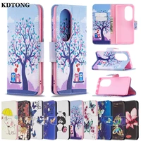 p50 pro etui cute painted phone case for huawei p40 lite e p30 pro full protect cover flip leather card solt kickstand fundas