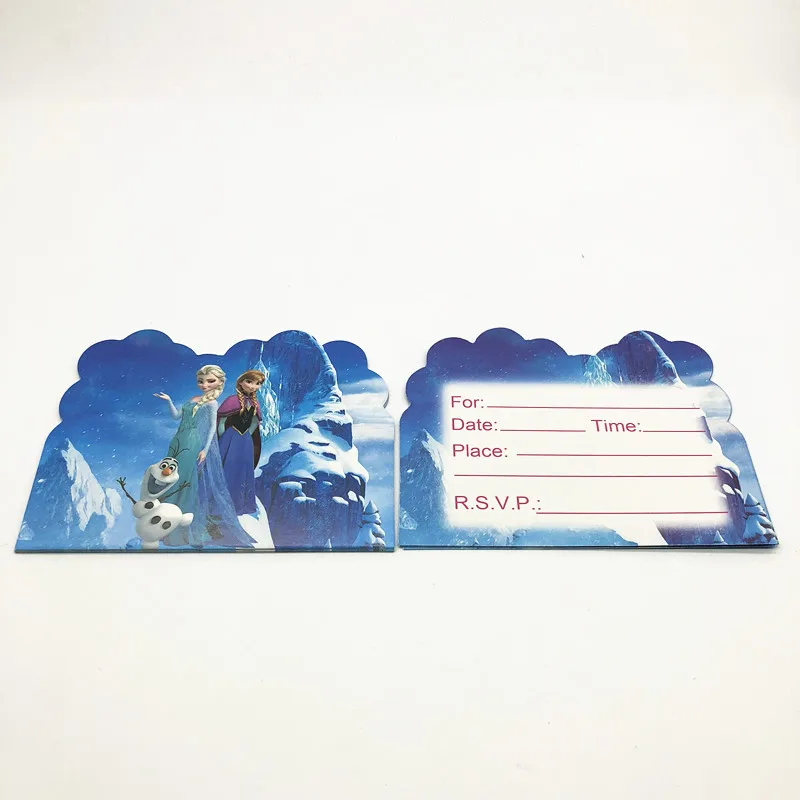 cards-10pcs Холодное сердце Дисней Дети Девочки подарок на день рождения пакет события вечерние украшения чашки тарелки детский душ Одноразовые столовые принадлежности - Цвет: cards-10pcs
