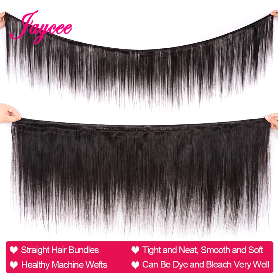 Jaycee Brazilian Straight Wave Hair Bundles Remy Weave 4 piece Extensions tissage cheveux humain | Шиньоны и парики