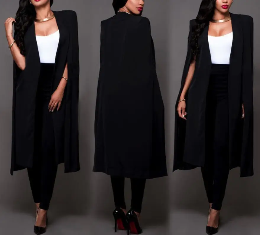 

Fashion Women Long Coat Cloak Cape Blazer Suit Jacket Trench Poncho Outwear Tops Casual Formal Solid Lady Loose Capes Ponchos