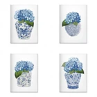 Голубая Гортензия, ботанические принты, винтажный цветочный, набор для декора берега, преппи цветочное искусство стены, фермерский стиль, шикарный китайский стиль, V