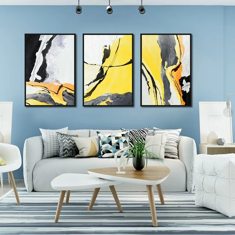 

CLSTROSE Simple Style Nordic Poster Orange With Black Ink Modern Abstract Art Painting Living Room Decoration Frameless