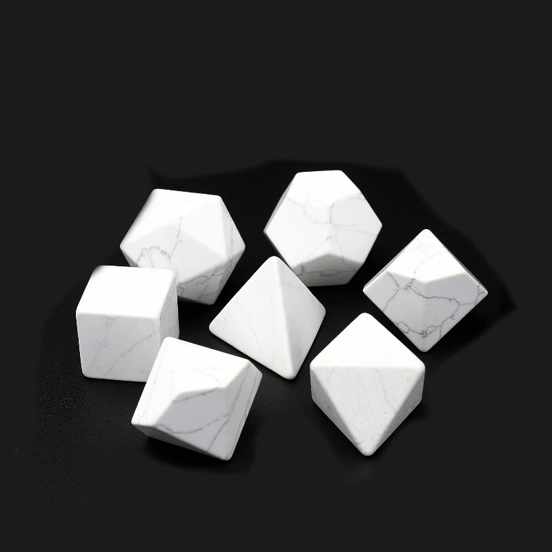 

7PCS of White Turquoise Gem Glass Prism 15-25mm Polyhedron Crystal Dice Toys Gifts Decoration Prism Glass Children Gifts Prism