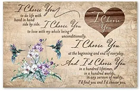 

Hummingbird I Choose You Gift for Husband Wife Poster Metal Tin Sign Iron Painting Home Family Lovers Gift Funny Metal Signs