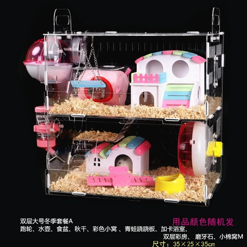 Multi-Layer Hamster Cage Transparent Acrylic House with Accessorie for Guinea Pig Small Animals Sleeping and Playing | Дом и сад